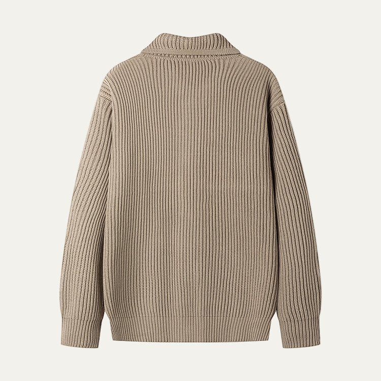 Men's Thick Cable Pattern Sweater Cardigan