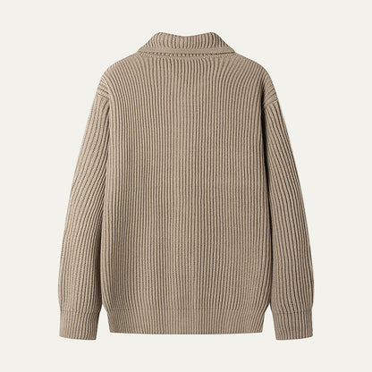 Men's Thick Cable Pattern Sweater Cardigan