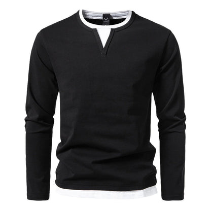 Classic V-Neck Long-Sleeve Layered Top Shirt