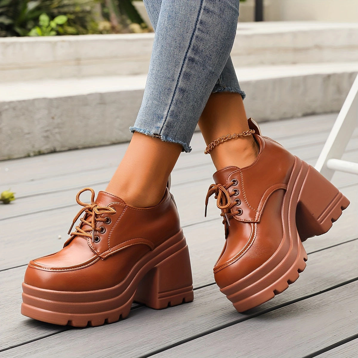 Elevated Block Heel Shoes