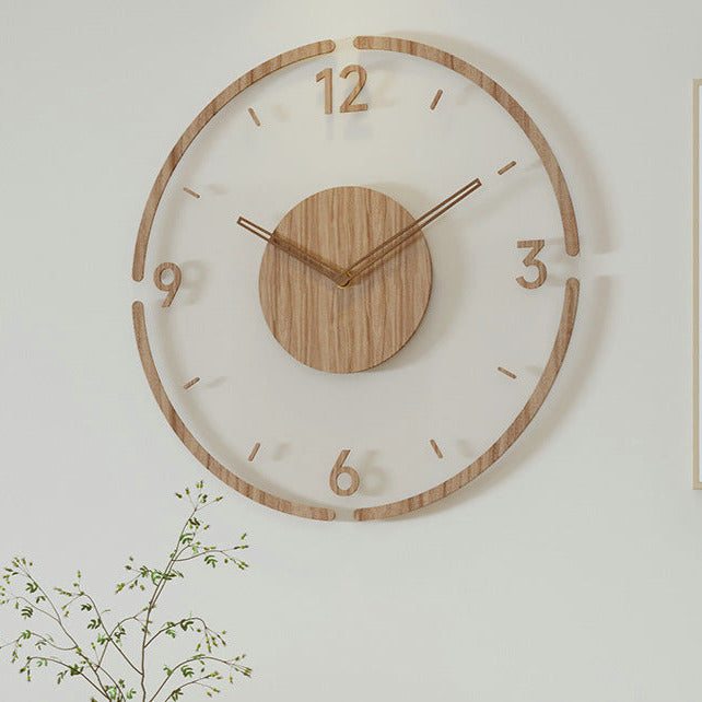 Rustic Wood Quiet Large Wall Clock 35cm Home Decor - OutfitLondon