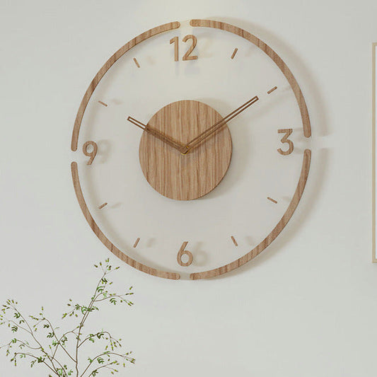 Rustic Wood Quiet Large Wall Clock 35cm Home Decor - OutfitLondon