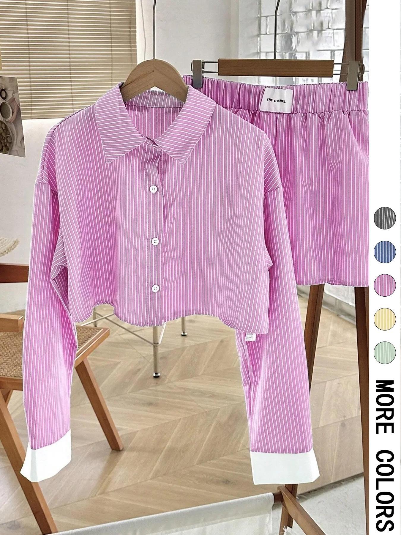 Relaxed Fit Long Sleeve Shirt and Pant Set