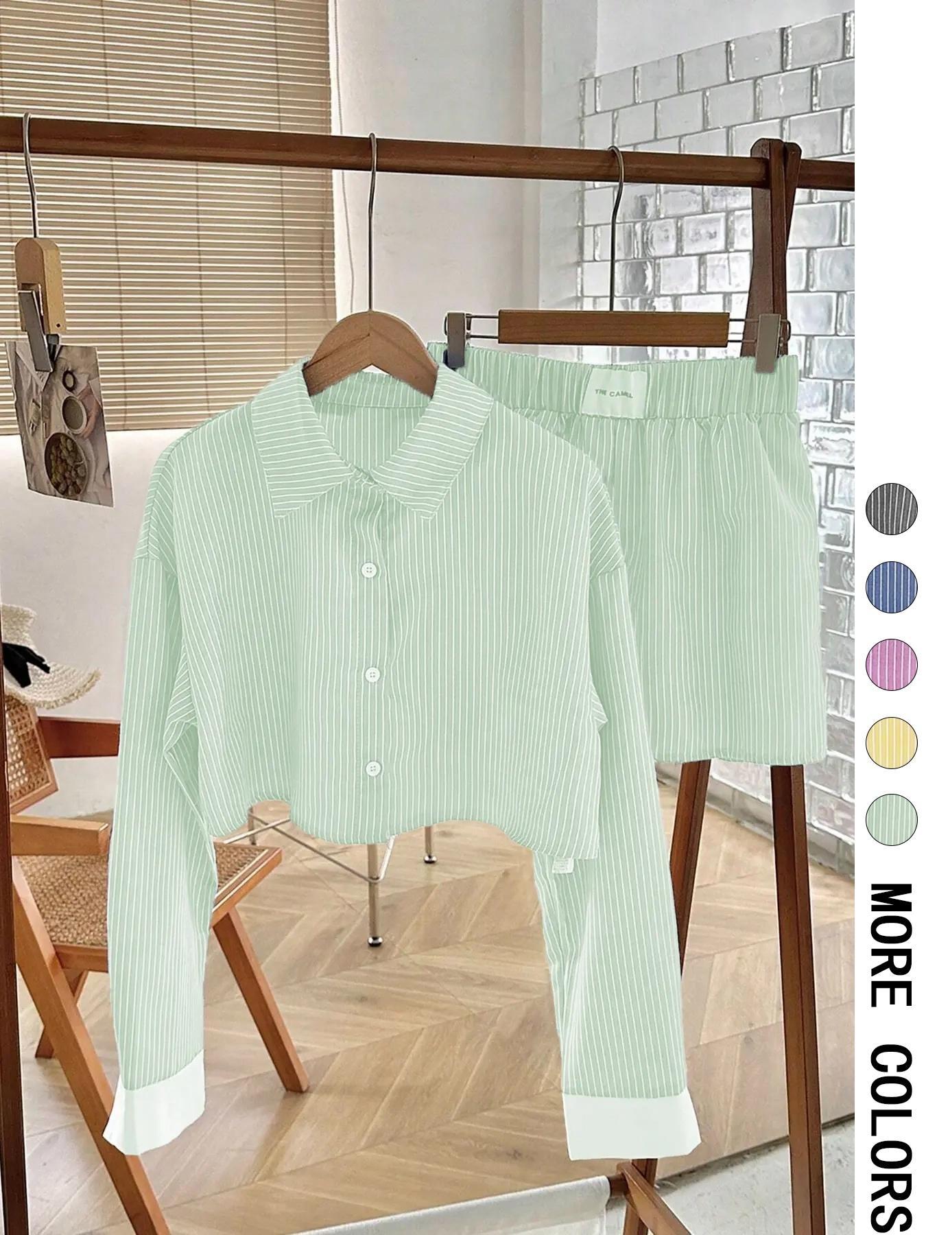 Relaxed Fit Long Sleeve Shirt and Pant Set