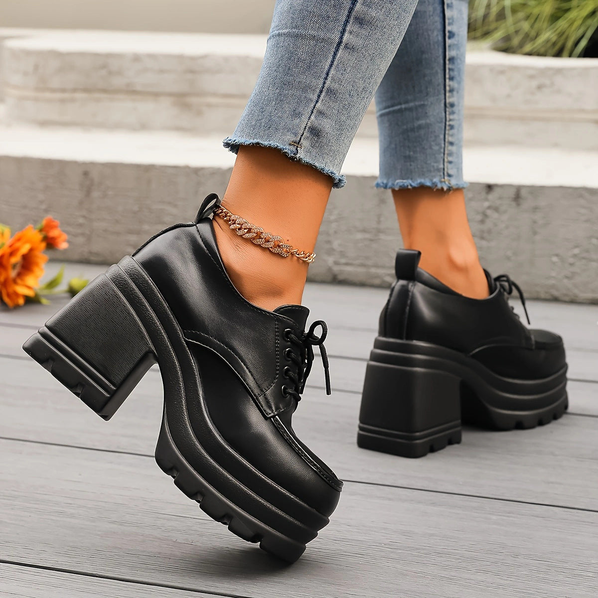 Elevated Block Heel Shoes