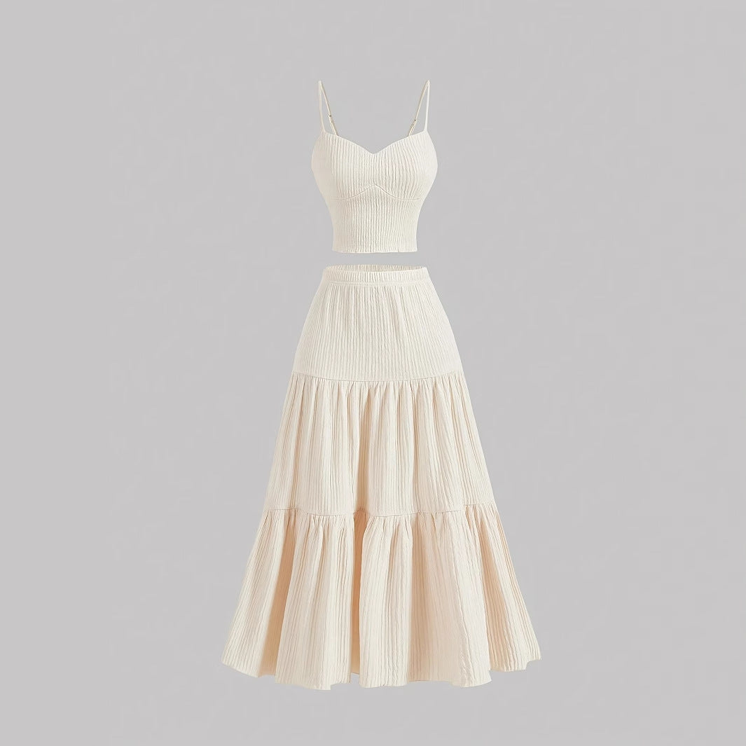 Casual Summer Crop Top and Skirt Outfit Set