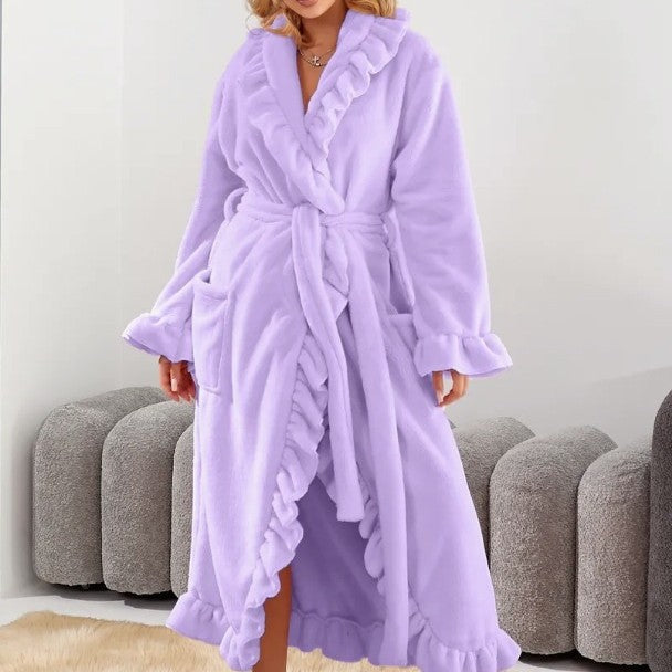 Soft Plush Long Sleeve Ruffle Robe