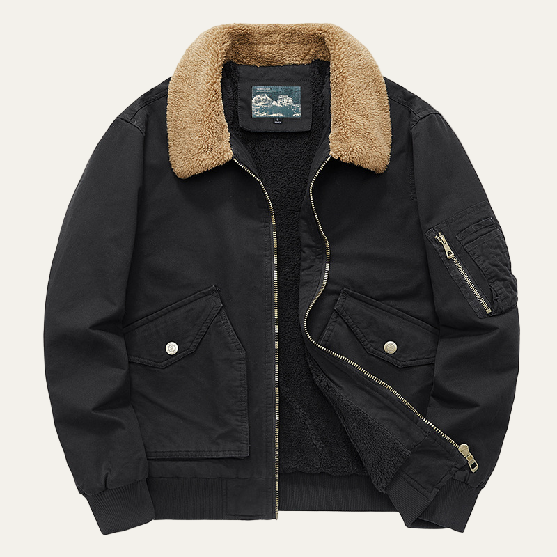 Men's Synthetic Shearling Lined Bomber Jacket