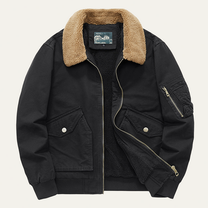 Men's Synthetic Shearling Lined Bomber Jacket