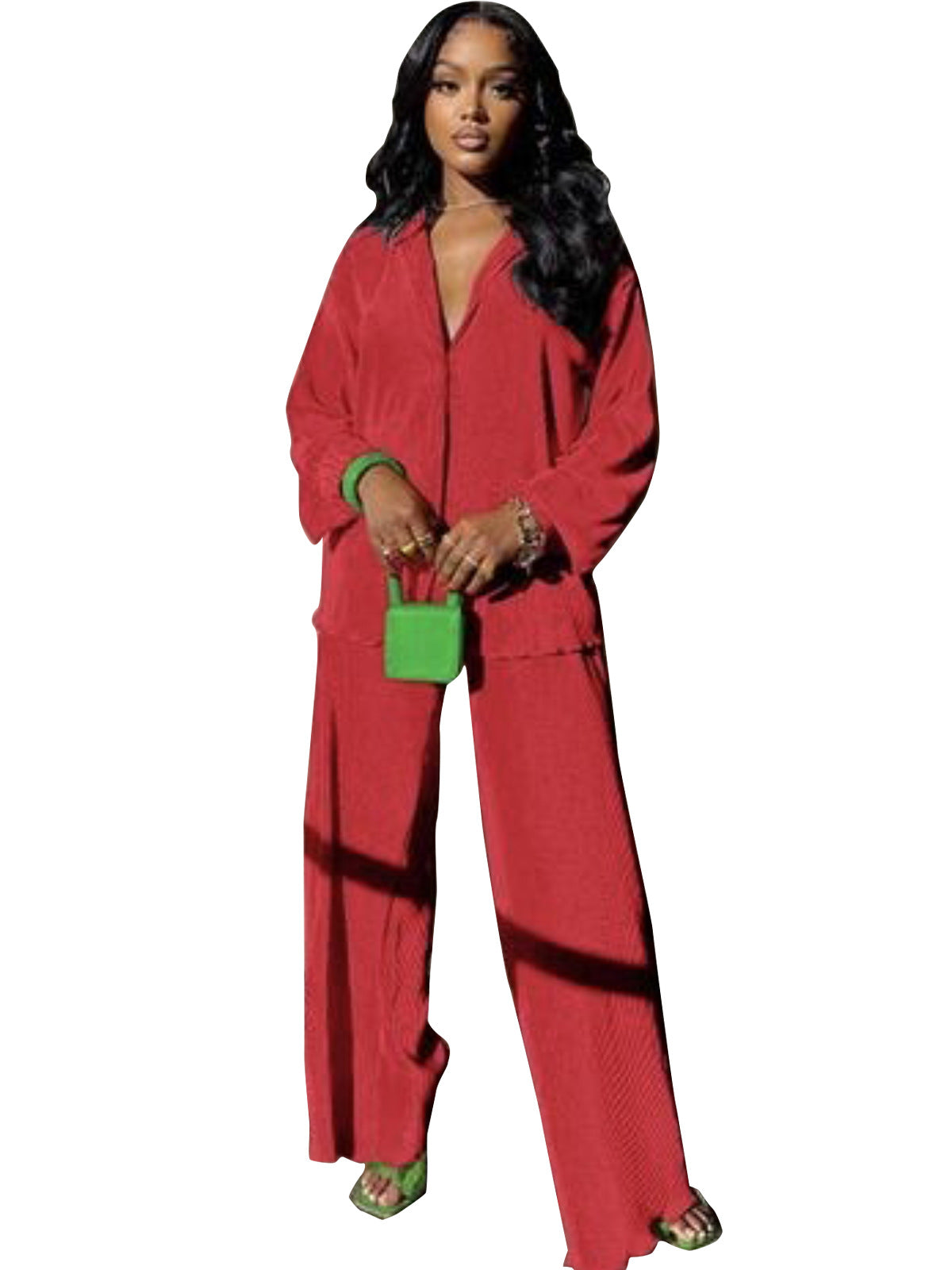 Women's Classic Collar Long Sleeve Pant Suit