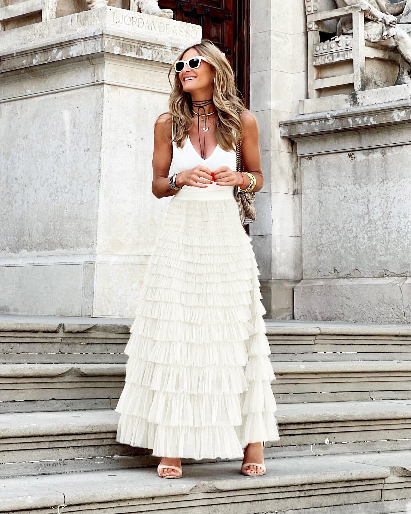 Flowy Long Tiered Party Skirt