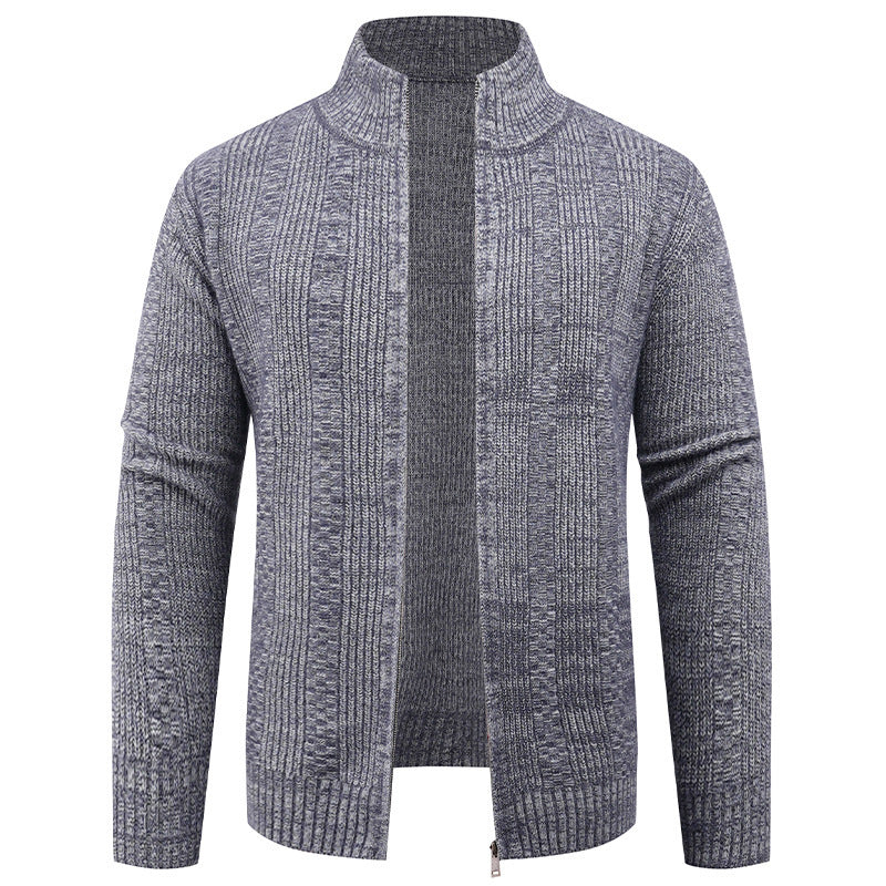 Men's Thick Quilted Zip Up Sweater Jacket
