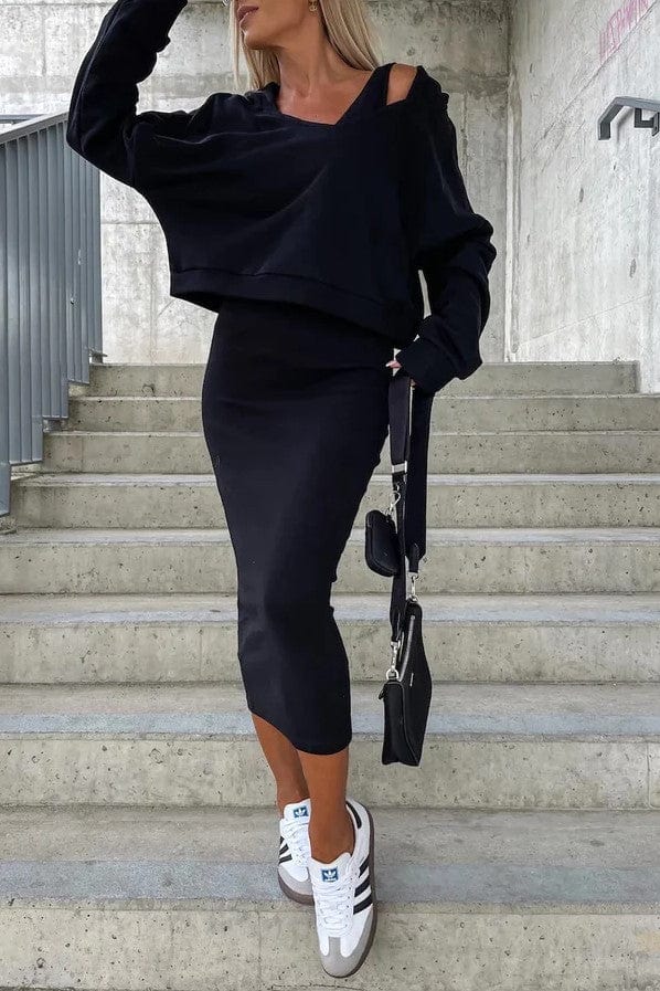 Autumn 2 Piece Dress and Cardigan Set - OutfitLondon