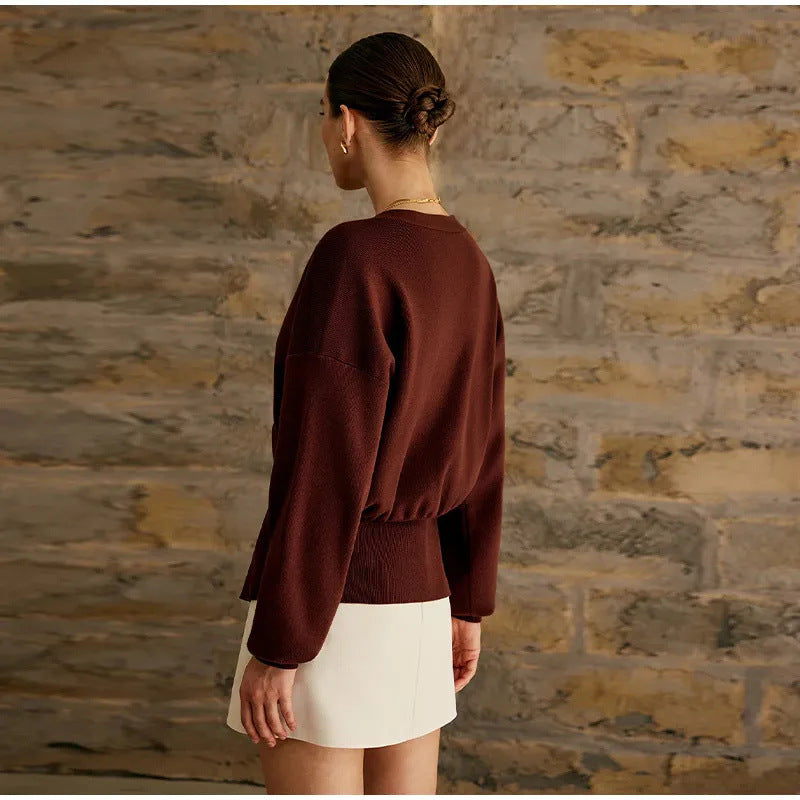 Women's Open Front Cardigan Sweater with Gold Buttons