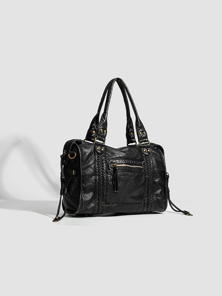 Durable Leather School Backpack with Strong Strap