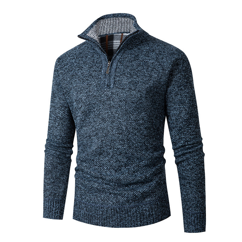 Men's Thick Quarter Zip Crew Neck Sweater
