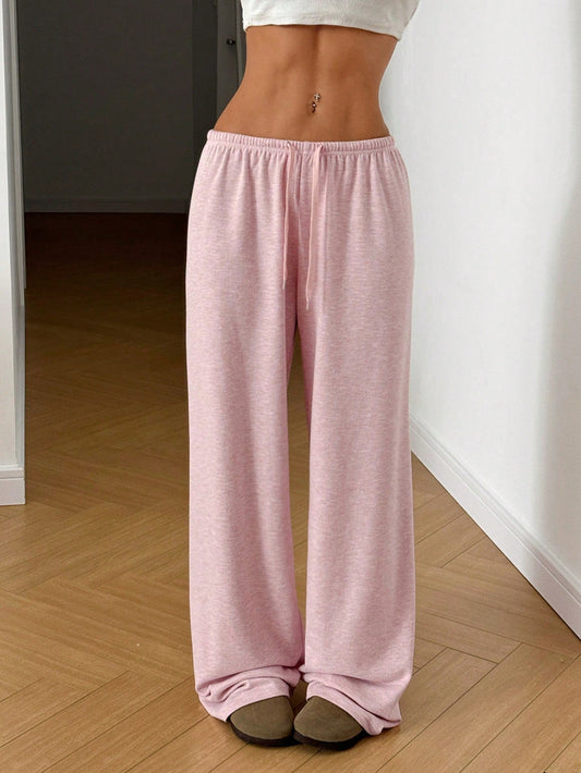 Relaxed Fit Elastic Waist Wide Leg Pants - OutfitLondon
