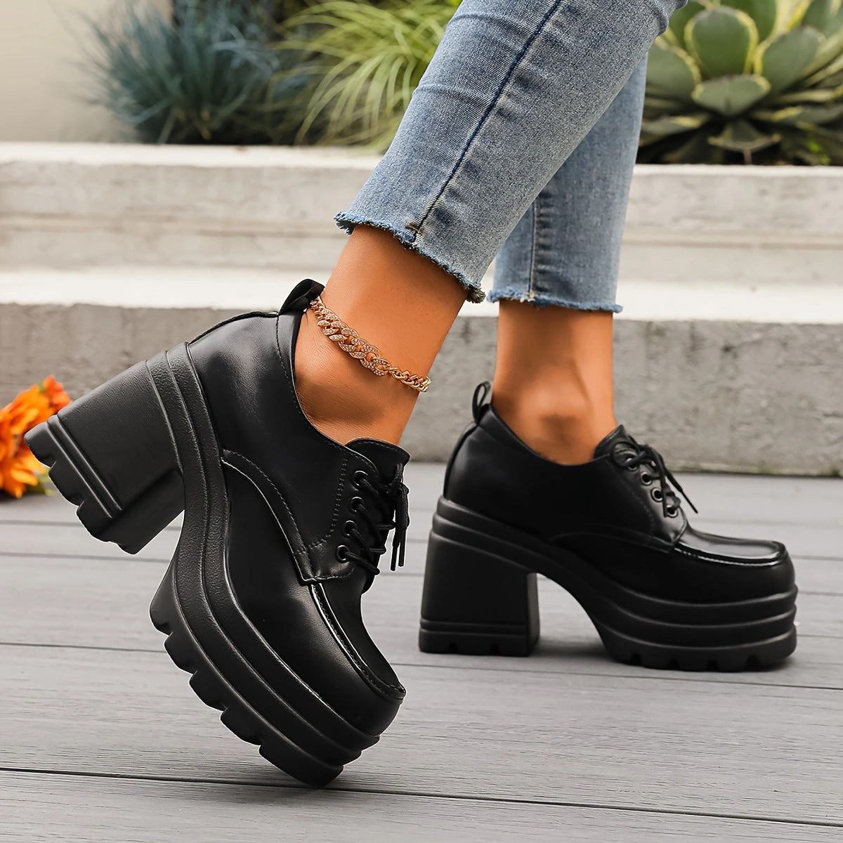 Elevated Block Heel Shoes