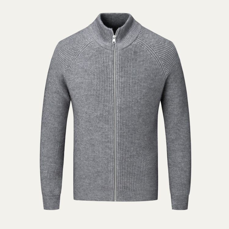 Men's Thick Crew Neck Zip Sweater