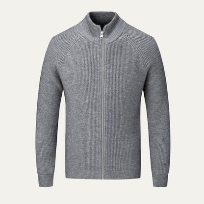 Men's Thick Crew Neck Zip Sweater