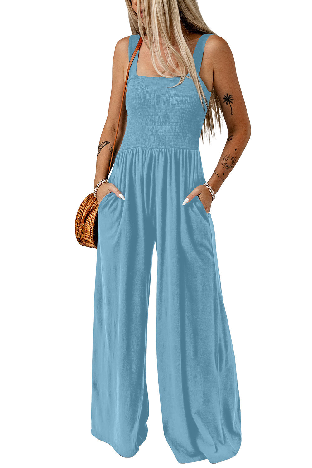 Comfortable Flowy Square Neck Jumpsuit