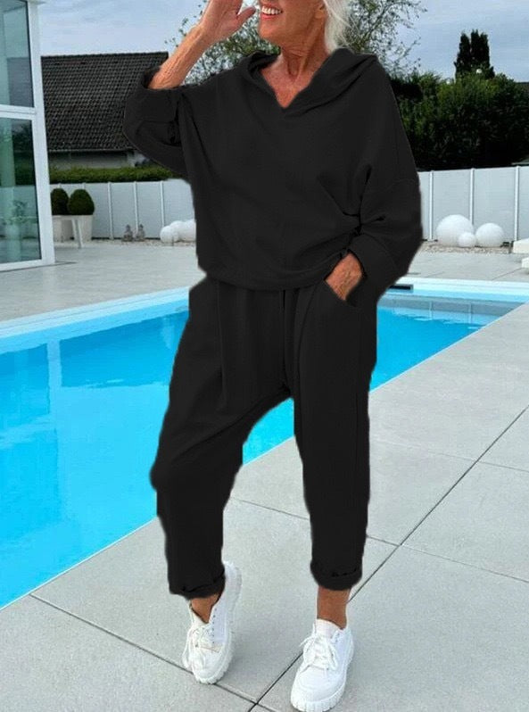 Trendy Hooded Sweatshirt Set