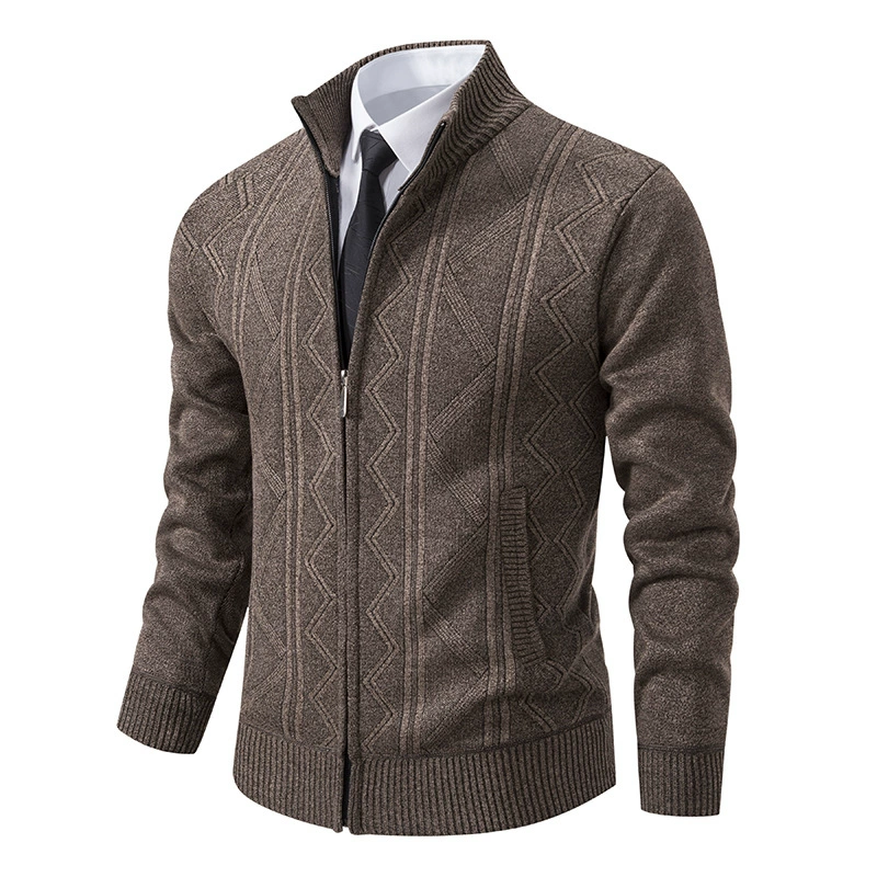 Warm Cable Knit Zip Up Cardigan Sweater