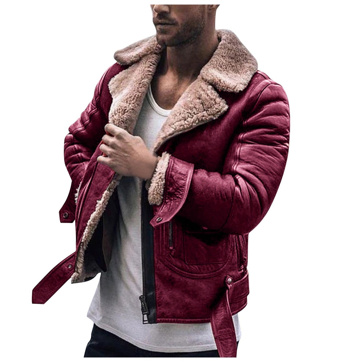 Luxury Faux Fur Trimmed Leather Coat