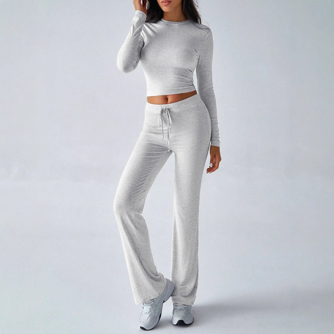 Relaxed Fit Crop Top and Elastic Waist Pants Set