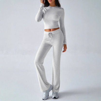 Relaxed Fit Crop Top and Elastic Waist Pants Set