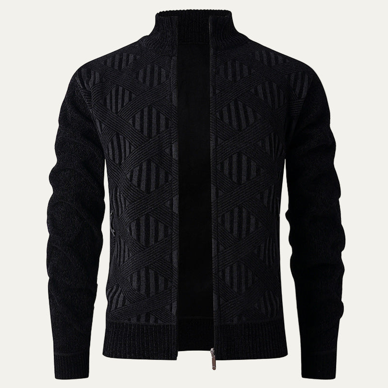 Men's Stylish Patterned Zip Up Sweater