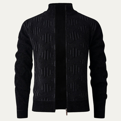 Men's Stylish Patterned Zip Up Sweater