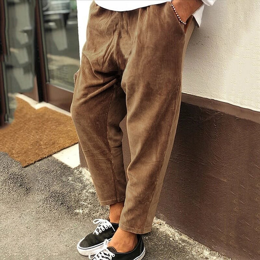 Casual Mens Corduroy Trousers Loose Fit - OutfitLondon