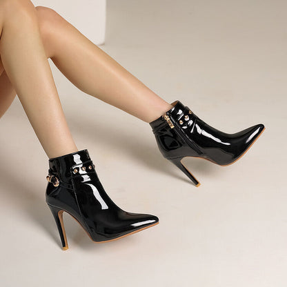 Black Genuine Leather Ankle Boots