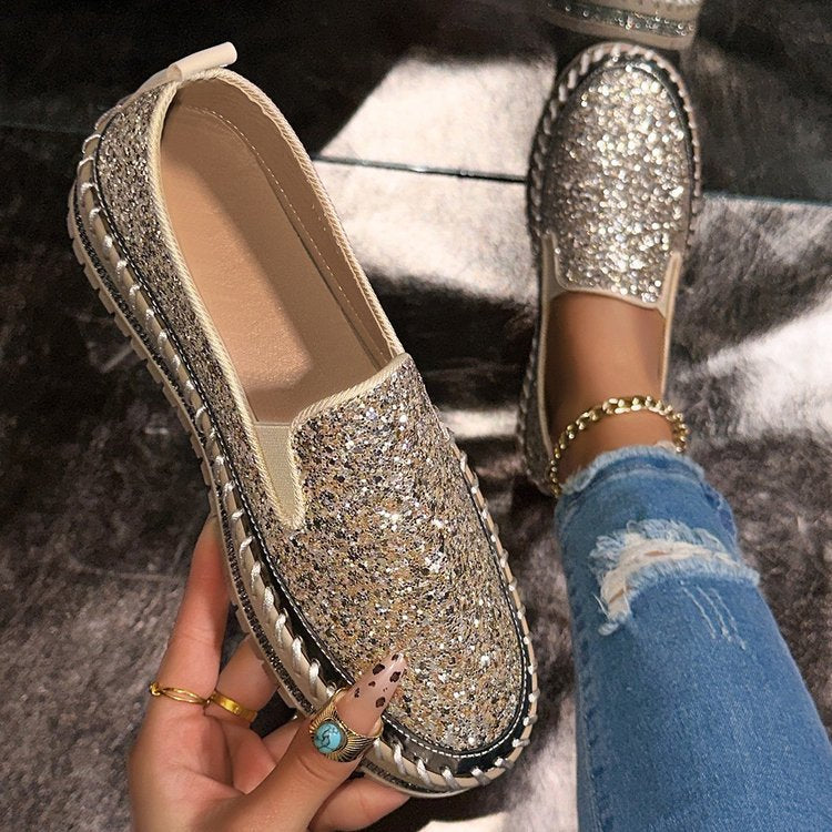 Sparkly Comfort Loafers for Women Daily Shoes