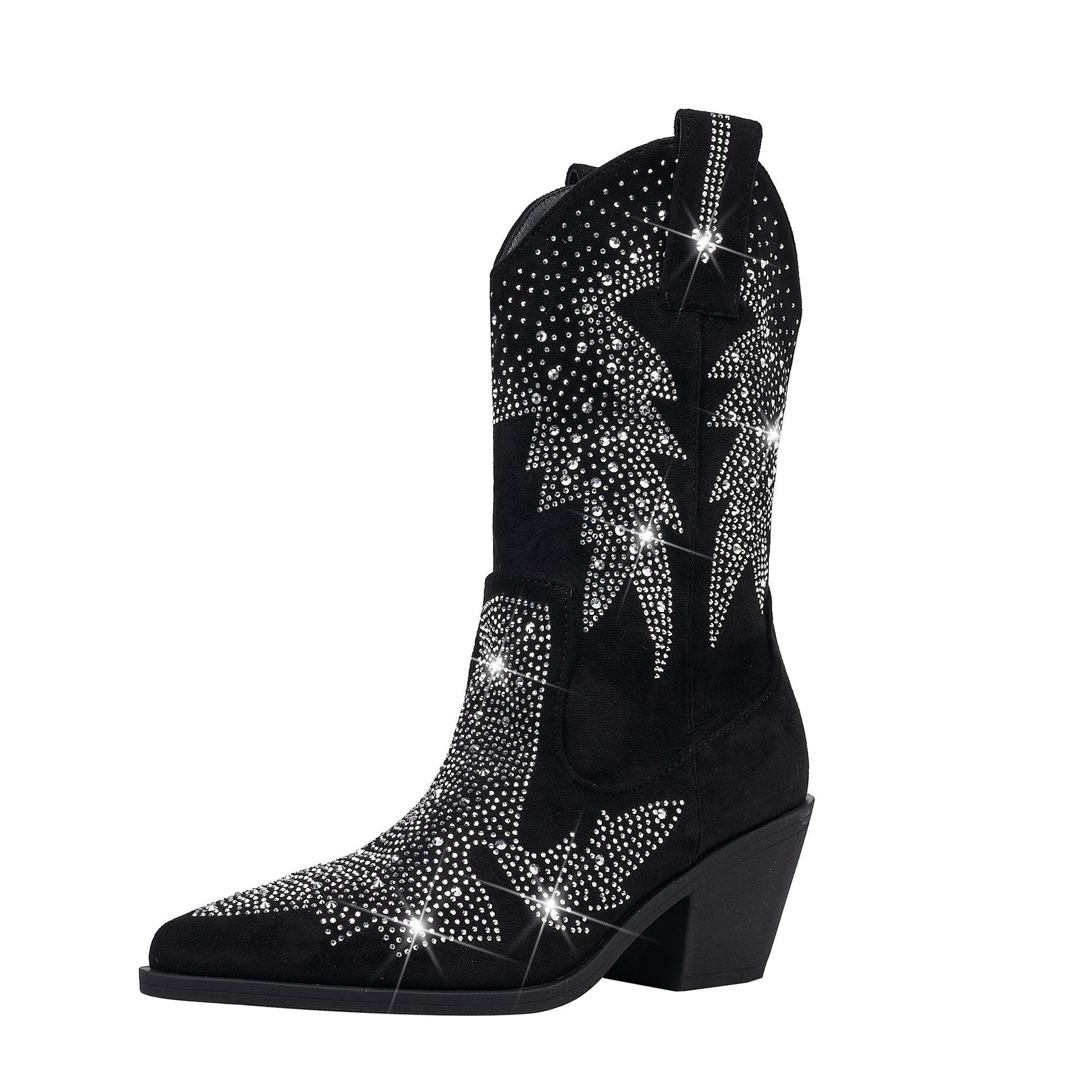 Shiny Ladies Mid Calf Cowboy Boots - OutfitLondon