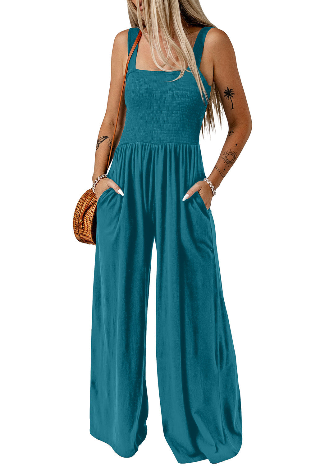 Comfortable Flowy Square Neck Jumpsuit