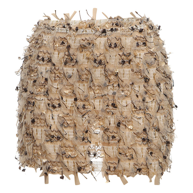 Fashionable High Waist Fringe Mini Skirt