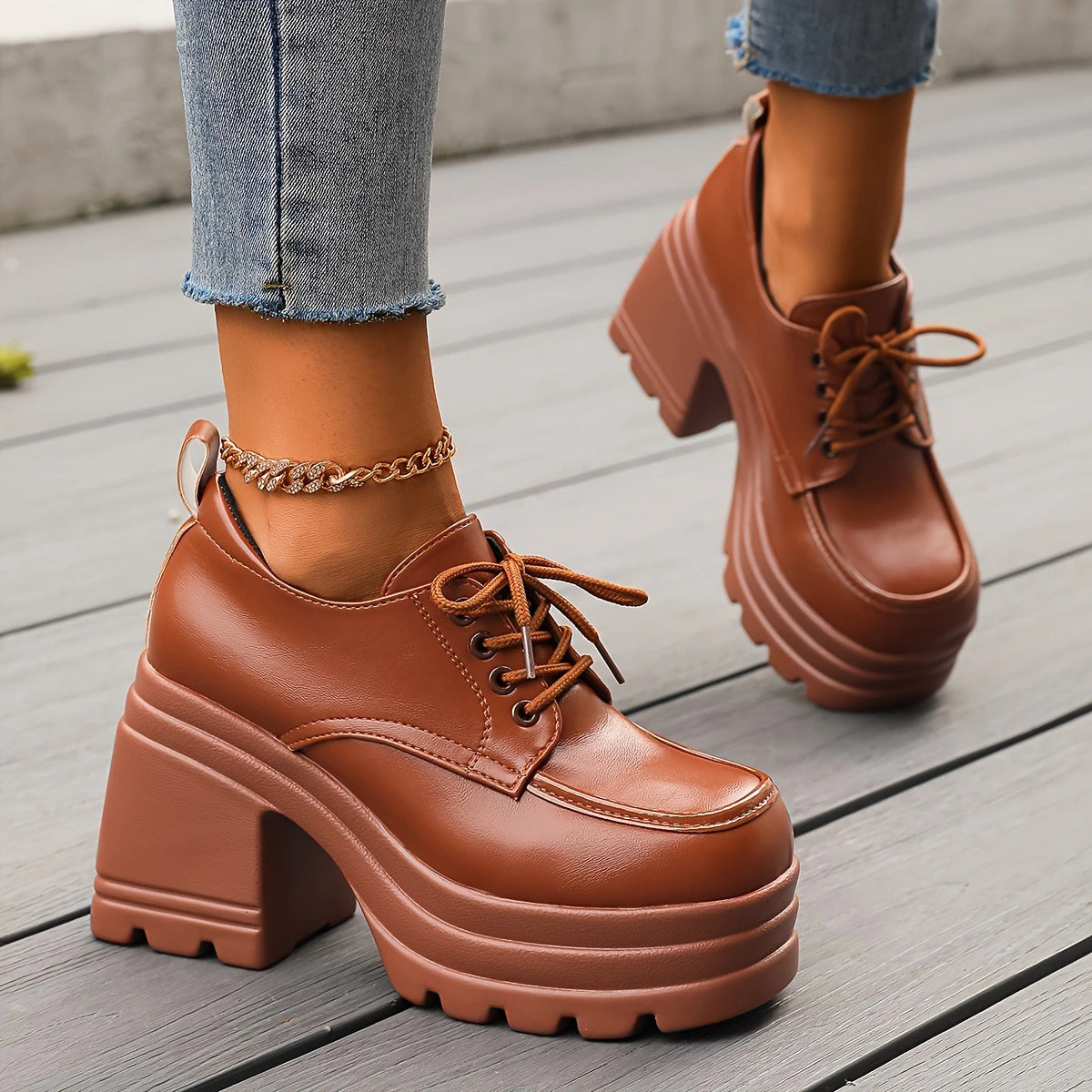 Elevated Block Heel Shoes - OutfitLondon
