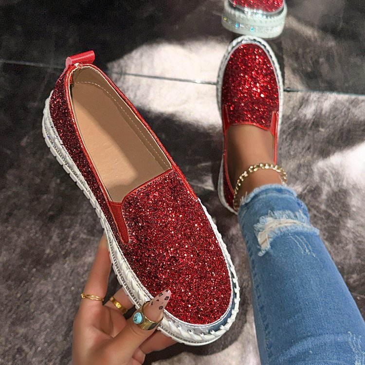 Sparkly Comfort Loafers for Women Daily Shoes