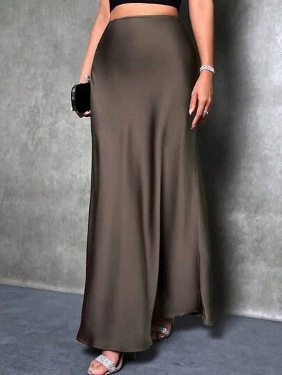 Luxurious Satin Mid Waist Skirt