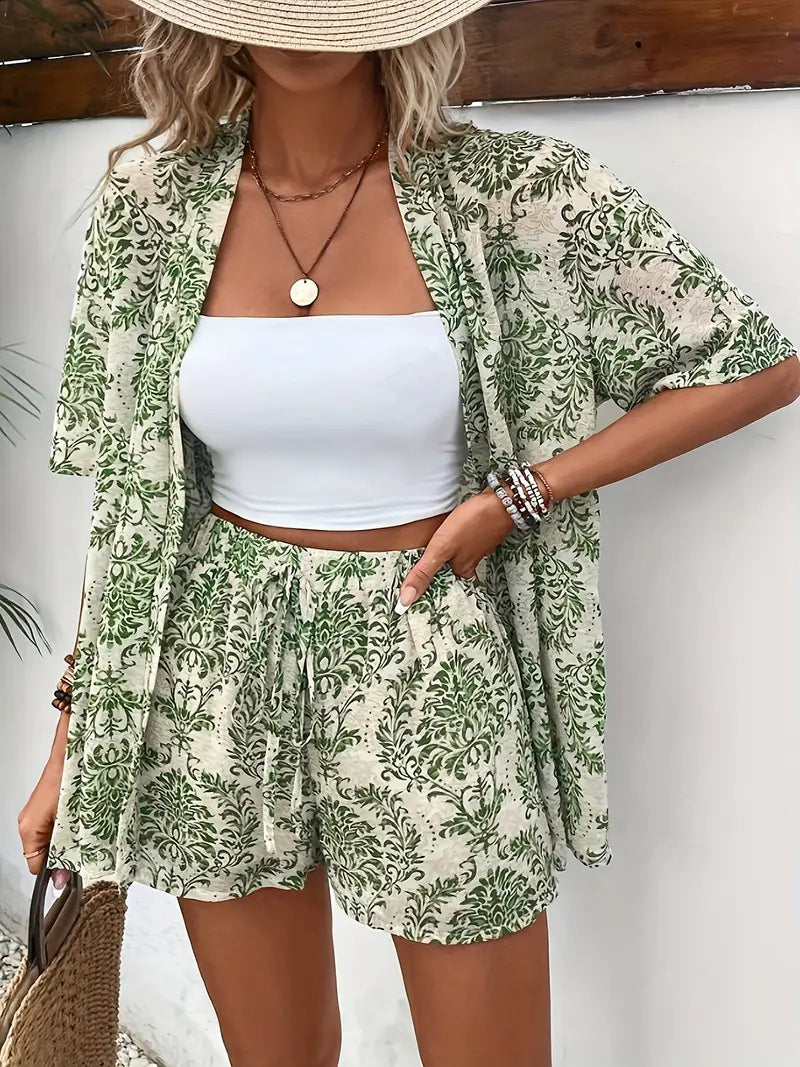 Cute Floral Tankini and Shorts Outfit