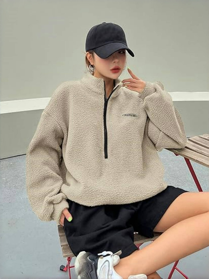 Soft Women's Fleece Half Zip Sweatshirt