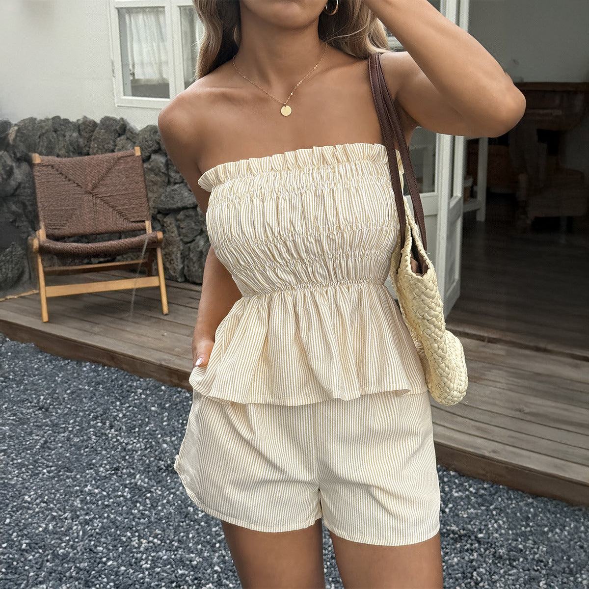 Relaxed Off Shoulder Two Piece Outfit