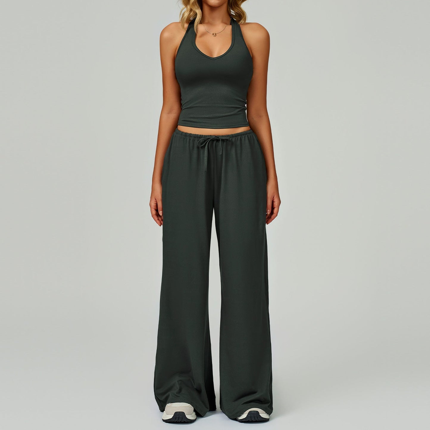 Relaxed Fit Crop Top and Palazzo Pants Set
