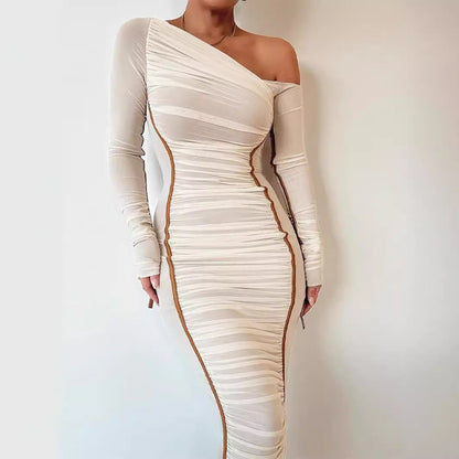 Fashionable Fit Bodycon Dress with Long Sleeves - OutfitLondon