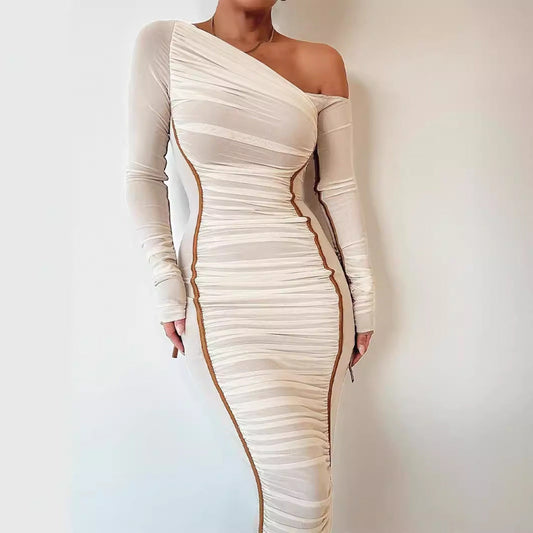 Fashionable Fit Bodycon Dress with Long Sleeves - OutfitLondon
