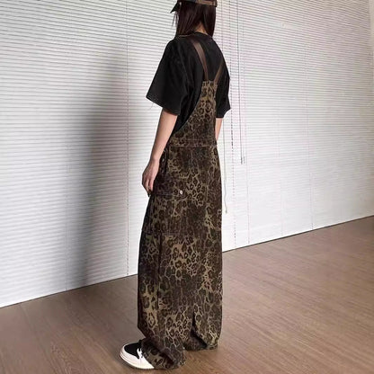 Retro Animal Print Loose Fit Jumpsuit