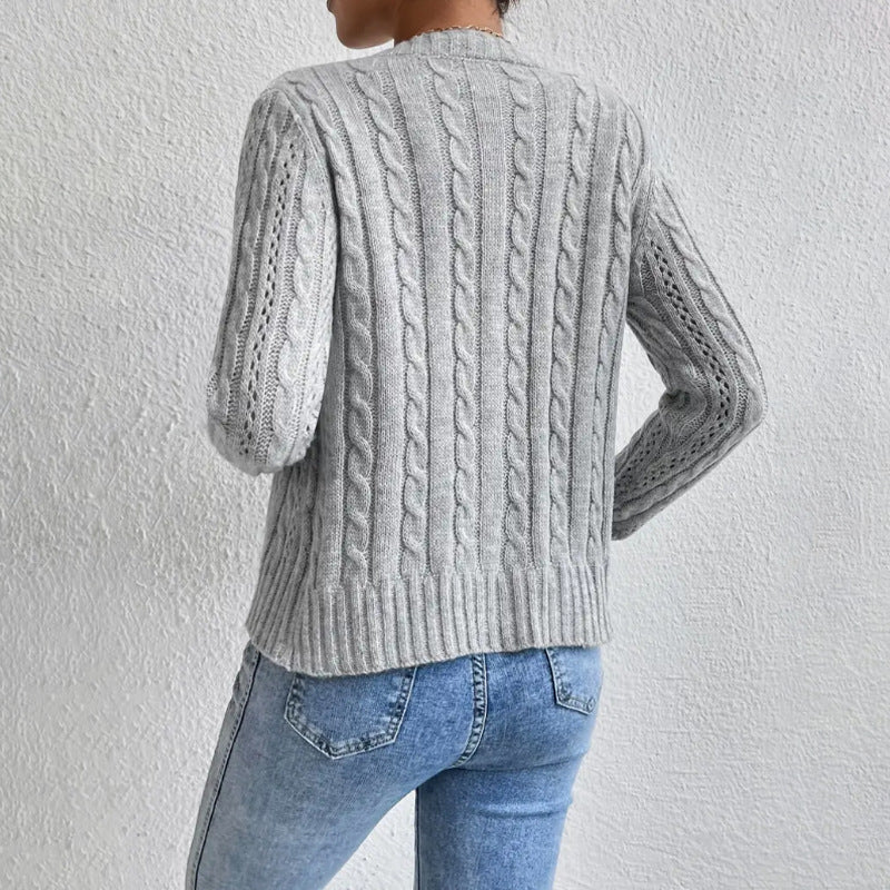 Christy | Women's Button-Front Cable Knit Cardigan - Image 5
