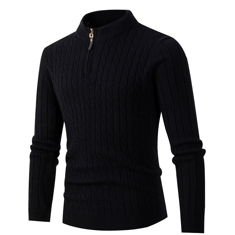 Warm Zip Neck Cable Knit Sweater